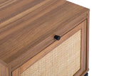 Natural Rattan door nightstand，storage End Table，Accent Bedside Table for Bedroom, Living Room