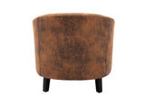 COOLMORE accent Barrel chair living room chair with nailheads and solid wood legs  Light  Coffee microfiber fabric