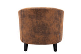 COOLMORE accent Barrel chair living room chair with nailheads and solid wood legs  Light  Coffee microfiber fabric
