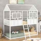 Twin over Twin Size Metal Low Bunk Beds