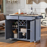 Kitchen Island Cart with Two Storage Cabinets - wine Rack, Two Drawers - Spice Rack