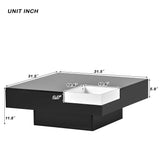 ON-TREND Modern Minimalist Design Square Coffee Table and Plug-in 16-color LED Strip Lights Remote Control for Living Room