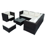 Patio Furniture Sets, 8-Piece Patio Wicker Corner Sofa with Cushions, Ottoman and Coffee Table
