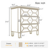 Elegant Mirrored 3-Drawer Chest with Golden Lines Storage Cabinet for Living Room, Hallway, Entryway