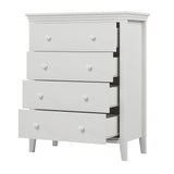 3 Pieces Traditional Concise Style White Bedroom Sets, Nightstand+Chest+Full Bed