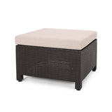 Riley Outdoor Wicker Print 2 Seater Chat Set with Ottomans