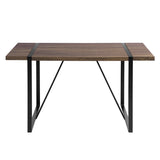 Industrial Rectangular Dining Table, Walnut & Black