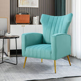 Modern Velvet Accent Chair with Arms, Wingback Reading Chair
