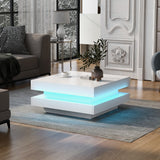 High Gloss Minimalist Design with plug-in 16-color LED Lights, 2-Tier