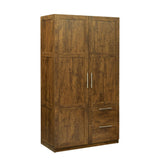 Tall Walnut wardrobe and kitchen cabinet with 2 doors, 2 drawers and 5 storage spaces