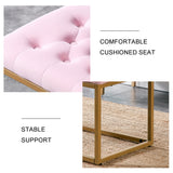 Velvet Shoe Changing Stool, Footstool, Square Cushion Foot Stool, Sofa stool, Rest stool,Low Stool .Step Stool, Small Footrest .Suitable for Clothes Shop,Living Room, Porch, Fitting Room.Pink Bench