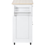 Kitchen Island Cart with Two Storage Cabinets，Wine Rack, Two Drawers, Spice Rack, Towel Rack