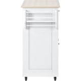 K&K Store Kitchen Island Cart with Two Storage Cabinets - Wine Rack, Two Drawers - Spice Rack - Towel Rack