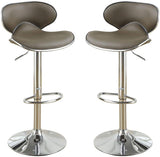 Espresso Faux Leather PVC Bar Stool Counter Height Chairs Set of 2 Adjustable Height Kitchen Island Stools