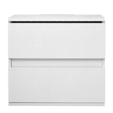Nightstand with 2 Drawers, USB Charging Ports, Wireless Charging and Remote Control LED Light-White