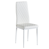 White modern minimalist dining chair fireproof leather sprayed metal pipe diamond grid pattern restaurant home conference chair set of 6