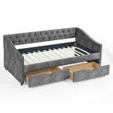 Twin Size Daybed with Drawers Upholstered Tufted Sofa Bed