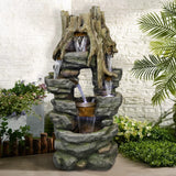 47" Tall Indoor/Outdoor Water Fountain Rainforest Waterfall with LED Lights