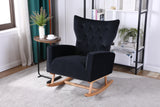 Mid Century Modern Velvet Upholstered Rocking Chair Padded Seat for Living Room Bedroom