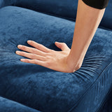 Blue Velvet  Deep Button Tufted Upholstered Arm