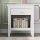 3 Pieces Traditional Concise Style White Bedroom Sets, Nightstand+Chest+Full Bed