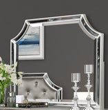 Queen 6 Piece Mirror Front Bedroom set made with Wood in Silver Color