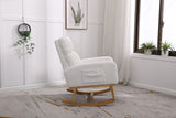 FONDHOME Modern Accent Rocking Chair, Upholstered Kids Glider Rocking Chair for Infants and Children, Teddy Material Comfort Arm Rocker, Lounge Armchair for Living Room, Beige