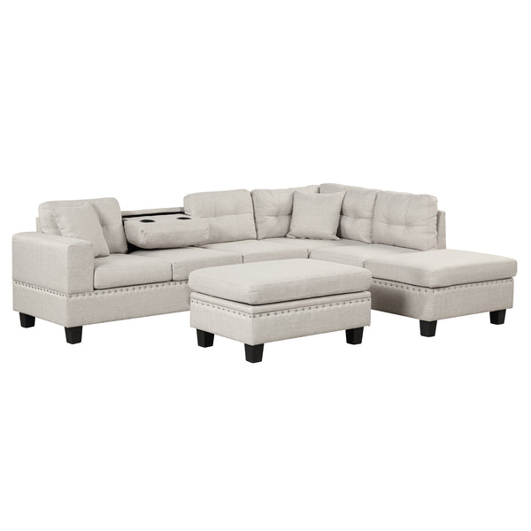 Modern Sectional Sofa with Storage Ottoman