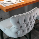 Contemporary Velvet Upholstered Wing-Back Barstools
