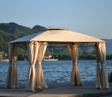 Double Tiered Grill Canopy, Outdoor BBQ Gazebo Tent with UV Protection, Beige