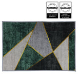 Casual Geometric Cotton Area Rug，Modern Abstract Geometric Shapes Accent Outdoor Rug 4ft x 5.3ft for Patio Bedrooms, Dining Rooms, Living Rooms Light Grey /Green