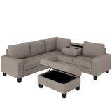 Sectional Corner Sofa L-shape with Storage Ottoman