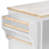 Kitchen Island Cart with Storage Cabinet and Two Locking Wheels ,Solid wood desktop, Microwave cabinet