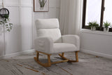 FONDHOME Modern Accent Rocking Chair, Upholstered Kids Glider Rocking Chair for Infants and Children, Teddy Material Comfort Arm Rocker, Lounge Armchair for Living Room, Beige