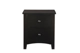 Smooth Black Finish Nightstand 2-Drawers
