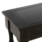 TREXM Console Table 64" Long Extra-thick Sofa Table with Drawers and Shelf for Entryway, Hallway, Living Room (Distressed Black)