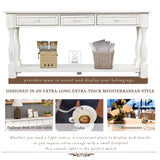 TREXM Console Table 64" Long Sofa Table Easy Assembly with Drawers and Shelf for Entryway, Hallway, Living Room (Antique White)