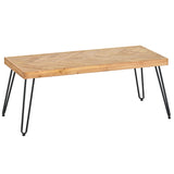 ON-TREND Modern Coffee Table, Easy Assembly Tea Table, Cocktail Table with w/Chevron Pattern & Metal Hairpin Legs for Living Room, Ash Wood Finished