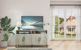 Farmhouse style TV Stand, TV station with storage and open drawers, entertainment center console table, living room media furniture.(Grey,58’’W*23.6’’D*31.5’’H)