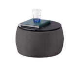 End Table with Storage, Round Accent Side Table with Removable Top for Living Room, Bedroom,Grey