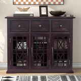 U-style Wood 35.4" Storage Cabinet with 3 Doors, 3 Drawers and Interior Shelf, Entryway Kitchen Dining Room