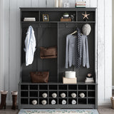 Modern Style Multiple Functions Hallway Coat Rack with Metal Black Hooks