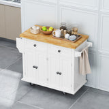 Kitchen Island Cart with Two Storage Cabinets