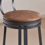 Swivel Bar Stool, High Bar Stool With Backrest, PU Soft Seat Cushion, Industrial, Thickened Iron Frame, Footrest.（Rustic Brown，13.4’’w x 40.5’’h）