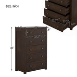 Vintage Aesthetic 5 Drawers Solid Wood Chest