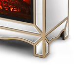 Mirrored mantelpiece with champagne color bezel with built in 1500 function heating