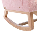 26.8"W Modern Rocking Chair for Nursery, Mid Century Accent Rocker Armchair With Side Pocket, Upholstered High Back Wooden Rocking Chair for Living Room Baby Kids Room Bedroom, Pink Boucle
