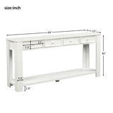 TREXM Console Table for Entryway Hallway Sofa Table with Storage Drawers and Bottom Shelf ( Antique White)