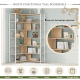 7-Tier Bookcase Home Office Bookshelf,  L-Shaped Corner Bookcase with Metal Frame, Industrial Style Shelf with Open Storage, MDF Board