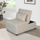 Folding Ottoman, Sofa Bed, Chair（Beige）